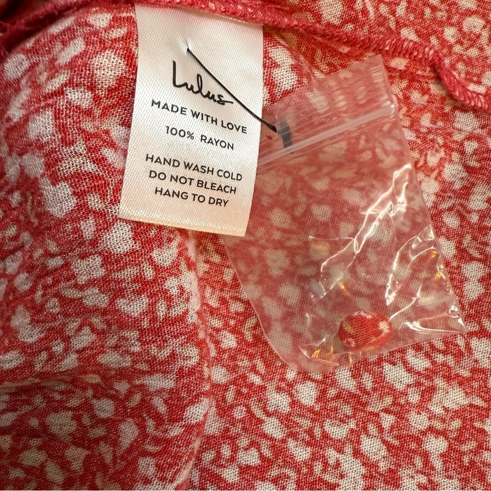 Lulu's Red Orange Calico Print Tiered Ruffled Sundress with Spaghetti Straps - Picture 8 of 8